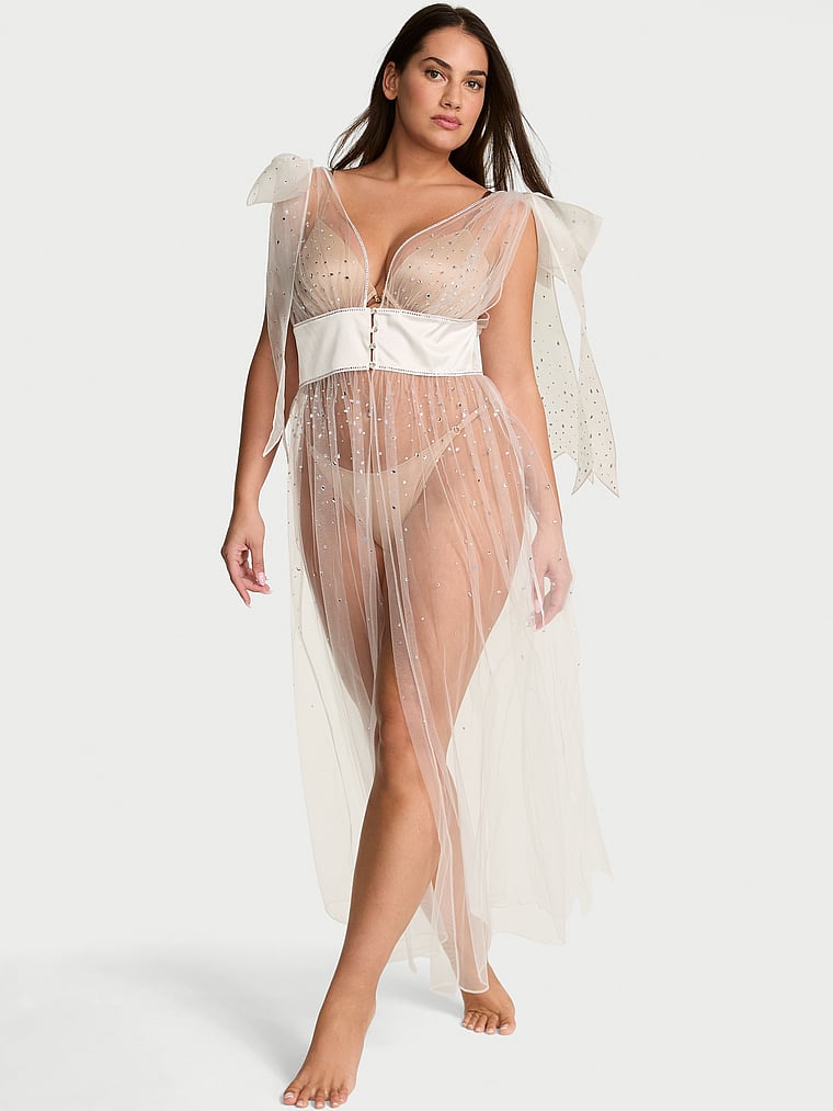 Atelier Victoria's Secret Sheer Bow Long Sleeveless Robe