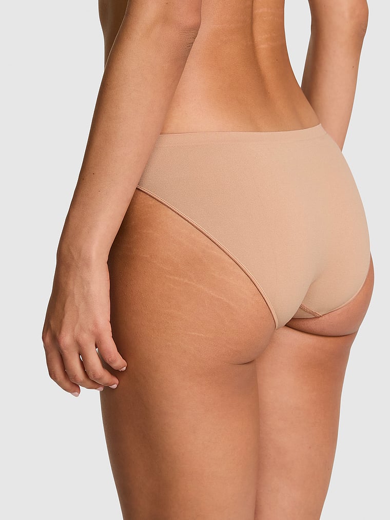 PINK Seamless Bikini Panty, Beige, onModelBack, 2 of 3 Rae is 5'10" and wears Small