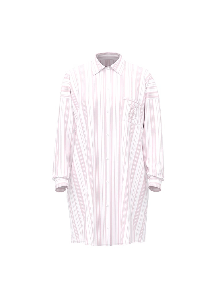 Modal-Cotton Button-Front Sleepshirt