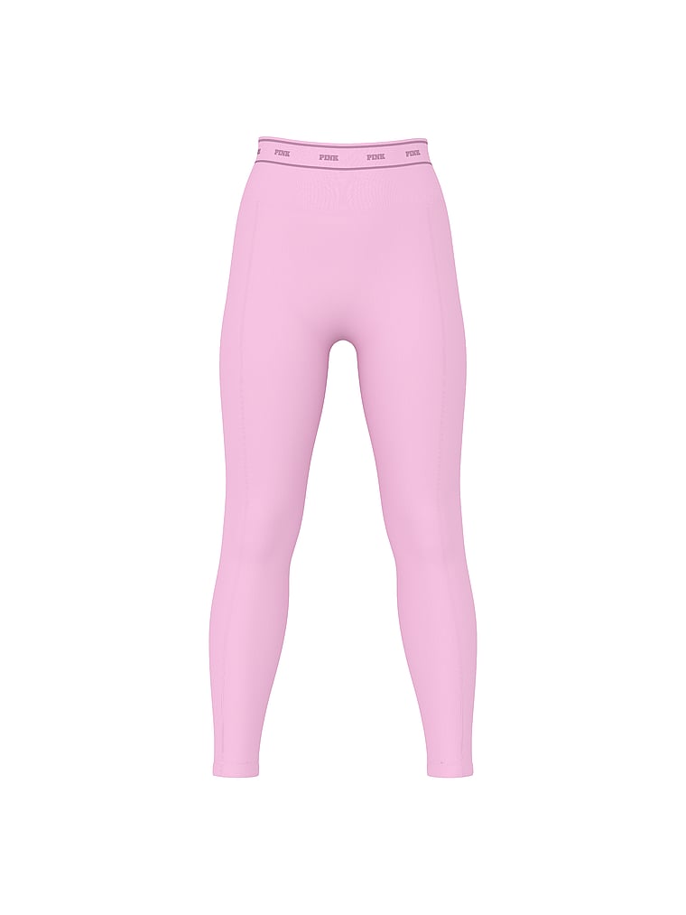 PINK Seamless Classic Leggings, Hushed Lilac Lurex Bling, offModelFront, 3 of 3