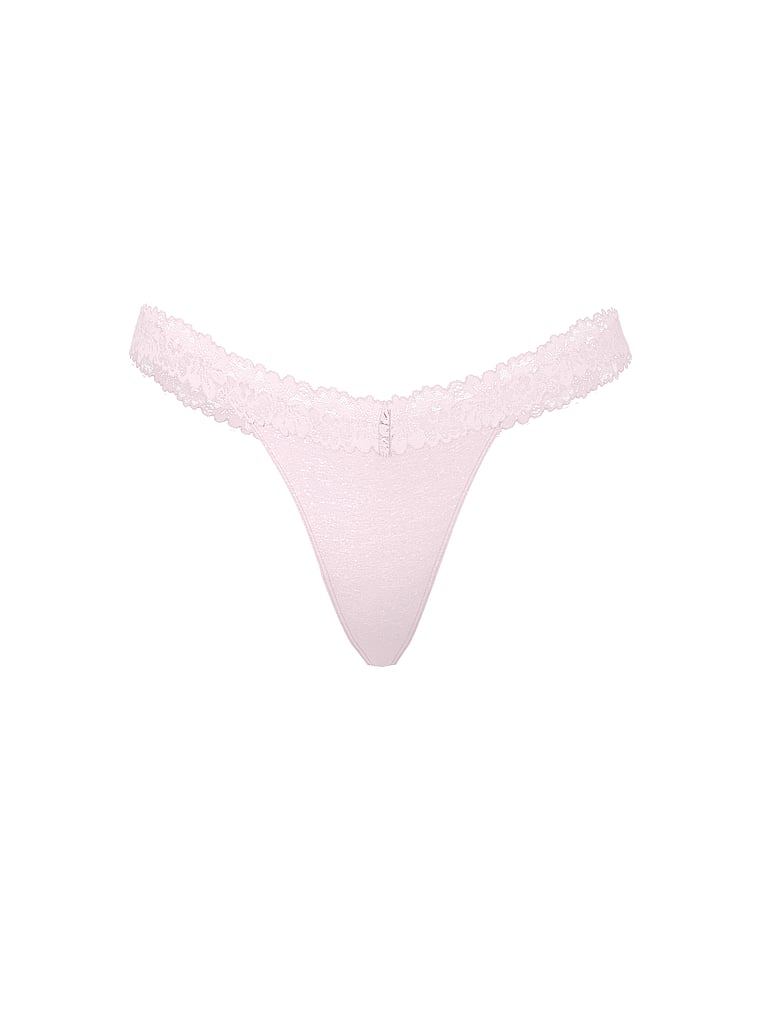 Cotton Lace-Trim Thong Panty