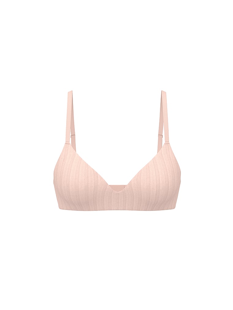 Victoria's Secret, Body by Victoria FlexFactor Lightly Lined Plunge Demi Bra, Purest Pink, offModelFront, 3 of 3