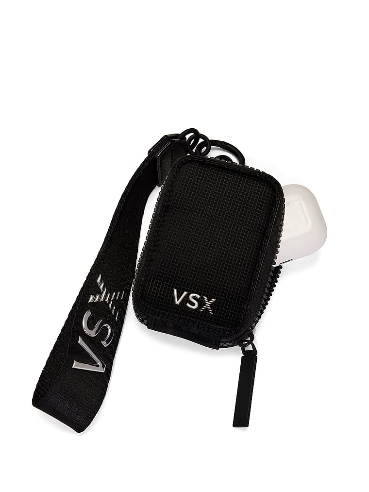 Victoria's Secret, Victoria's Secret VSX Pouch Wristlet Keychain, Black Nylon, offModelBack, 5 of 5