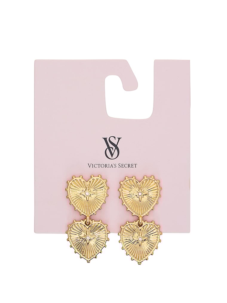 Double Heart Dangle Earrings