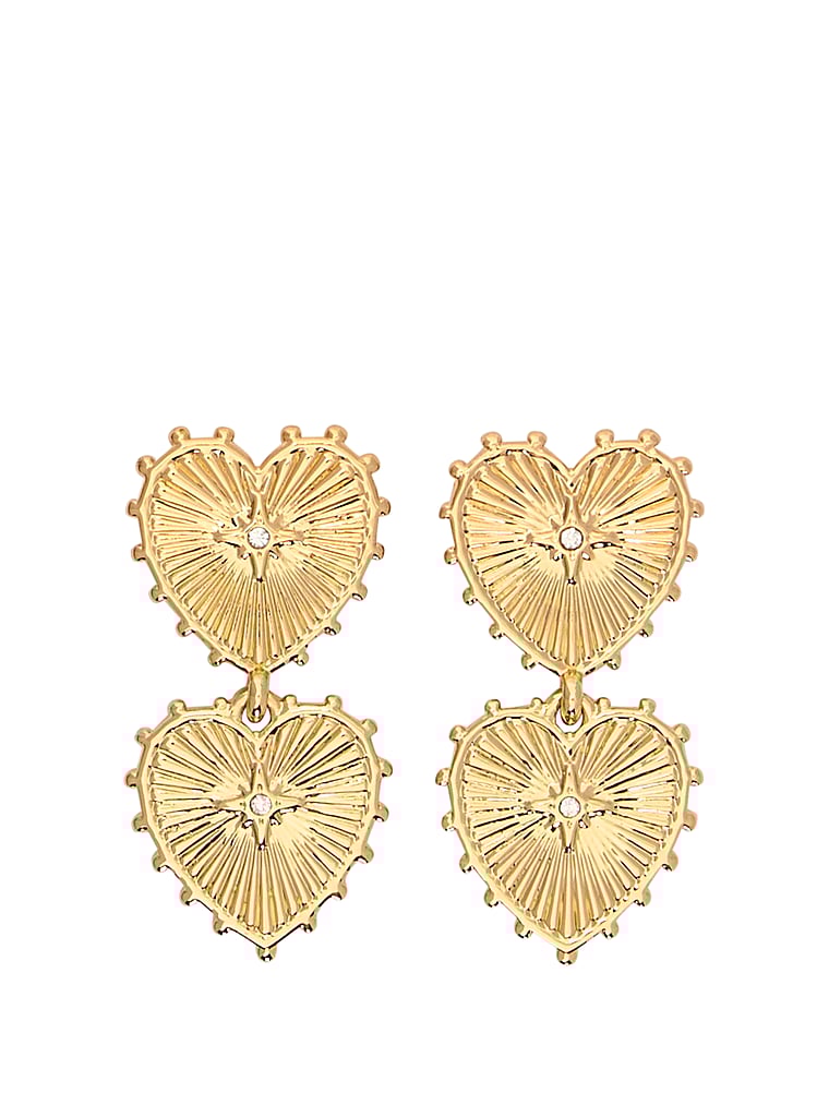 Double Heart Dangle Earrings