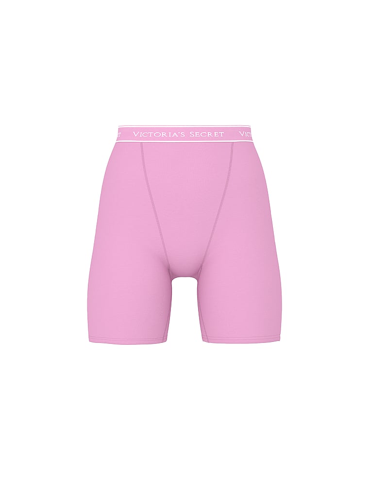Victoria's Secret, Cotton Exploded Logo Cotton High-Waist Boxer Brief, Bikini Pink, offModelFront, 3 of 3