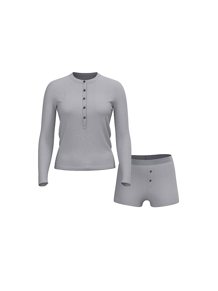 Cozy Pointelle Henley Short Pajama Set