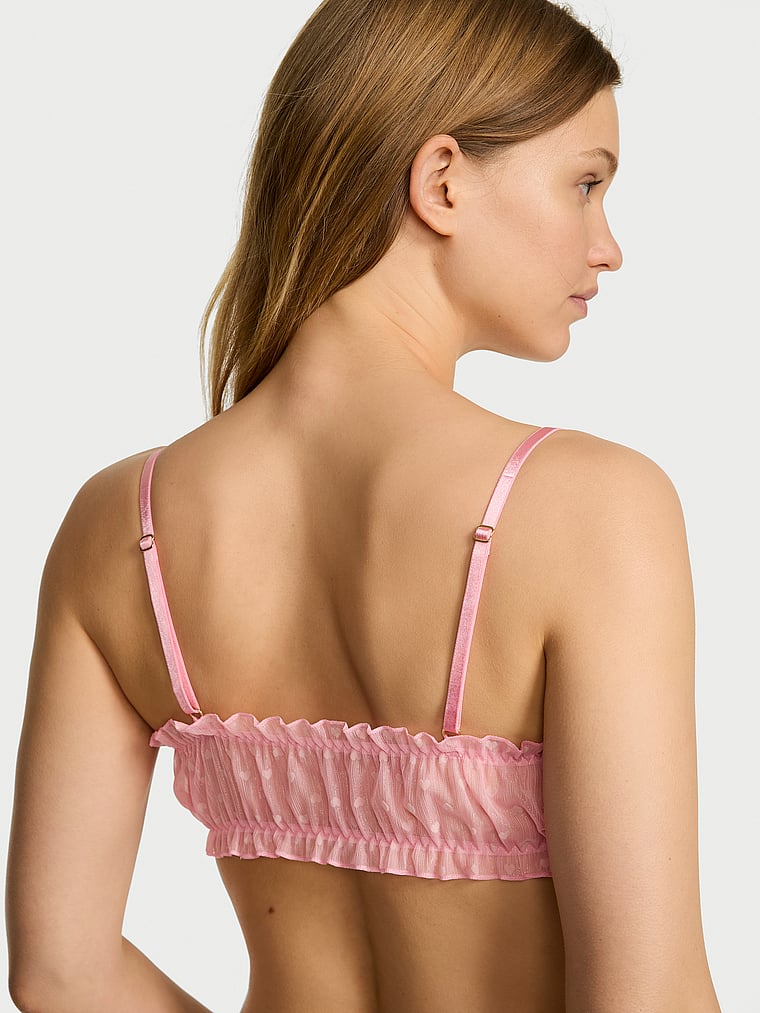 Victoria's Secret, Dream Angels Heart Chiffon Unlined Bralette, Petal Pink, onModelBack, 2 of 3 Lotta is 5'10" and wears 34B or Small