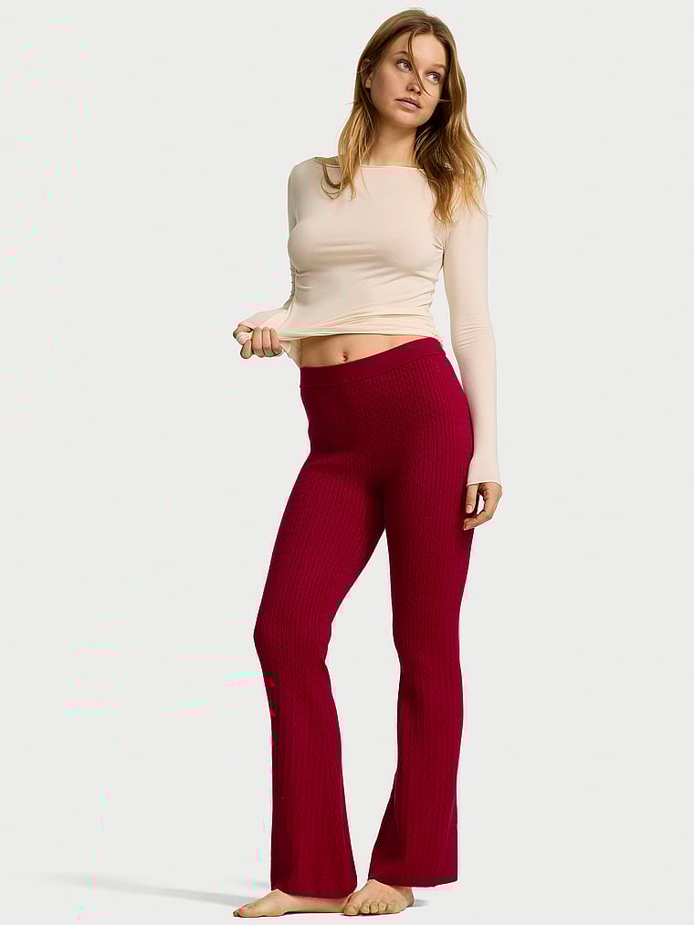 Luxe Cable-Knit Flare Lounge Pants