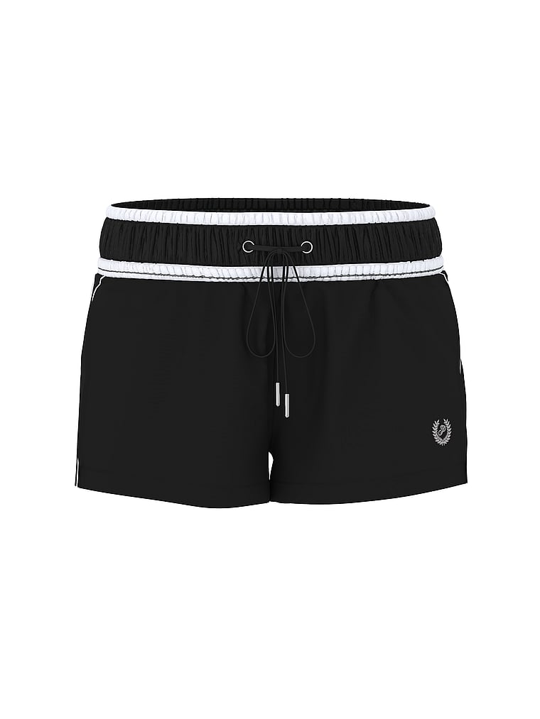 PINK Tech Woven Running Shorts, Pure Black, offModelFront, 3 of 3