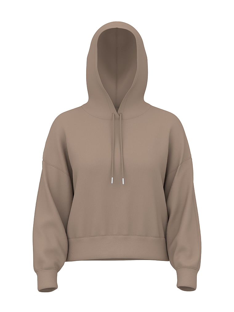 PINK Luxe Fleece Hoodie, Panama Beige, offModelFront, 3 of 3
