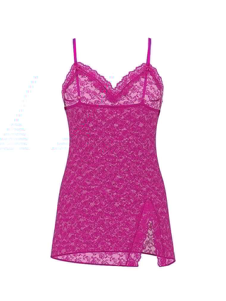 Sheer Heritage Rose Lace Mini Slip Dress