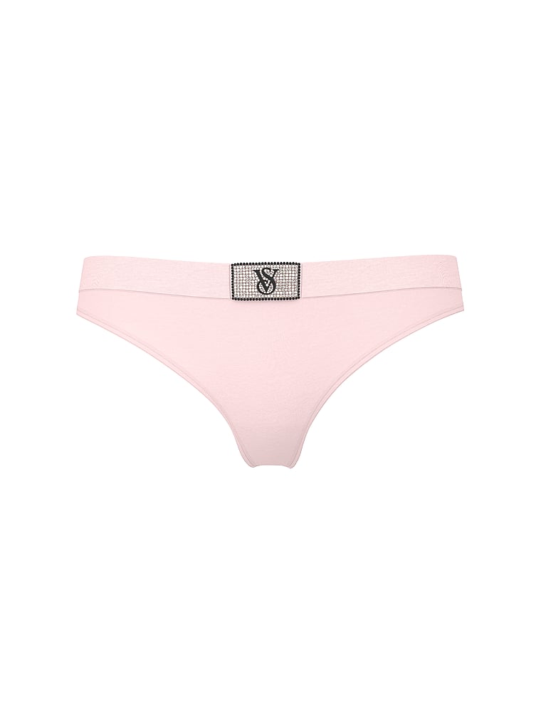Logo Rib Cotton Hardware Thong Panty