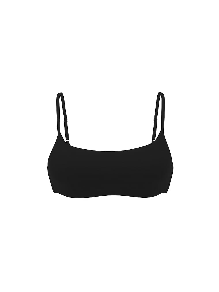 PINK Relay Square-Neck Sports Bra, Pure Black Marl, offModelFront, 3 of 3