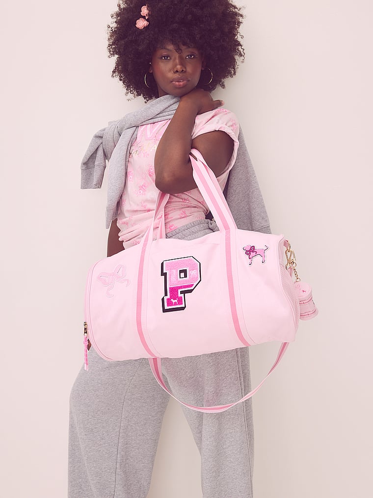 PINK X LoveShackFancy PINK x LoveShackFancy Mini Duffle Keychain Charm, Pink Tulip, featured, 1 of 4