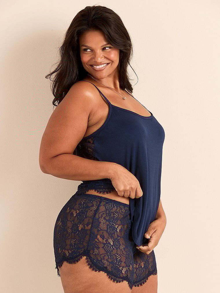 Victoria's Secret, Adore Me Regin Sleep Set, Medieval Blue, onModelSide, 3 of 3