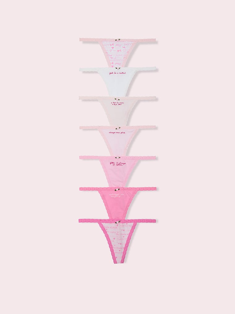 Pink x LoveShackFancy Rules of 7-Pack V-String Panties