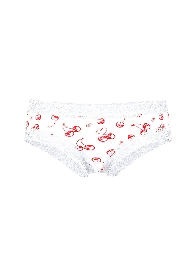 PINK PINK Wink™ Lace-Trim Cheeky Panty, White Cherry Print, offModelFront, 1 of 1
