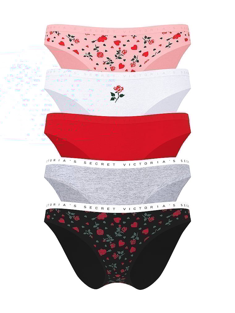 Victoria's Secret, Victoria's Secret 5-Pack Stretch Cotton Bikini Panties, offModelFront, 1 of 1