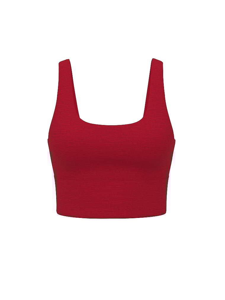 Victoria's Secret, VSX VSX LUXMarl™ Longline Sports Bra, Heather Red, offModelFront, 4 of 4