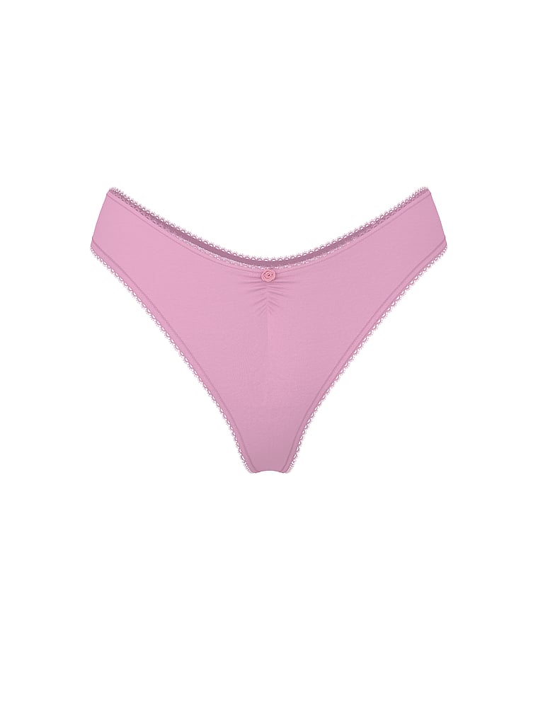 Stretch Cotton High-Leg Scoop Thong Panty