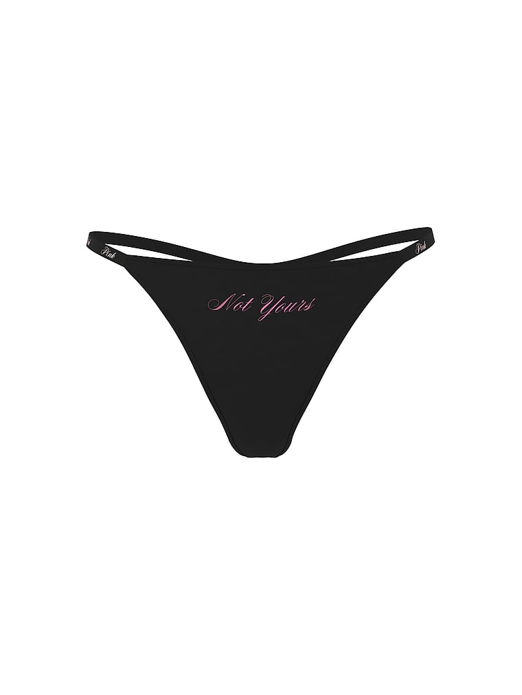 Logo Mesh High-Leg Thong Panty