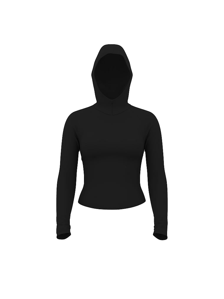 Victoria's Secret, VSX VSX WinterTech™ Hooded Half-Zip Jacket, Black, offModelFront, 4 of 4