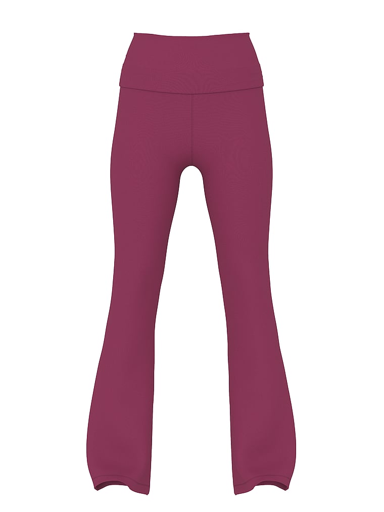 PINK All-Day Cotton Foldover Flare Leggings, Limited Edition Red Violet Shine Wash, offModelFront, 3 of 3