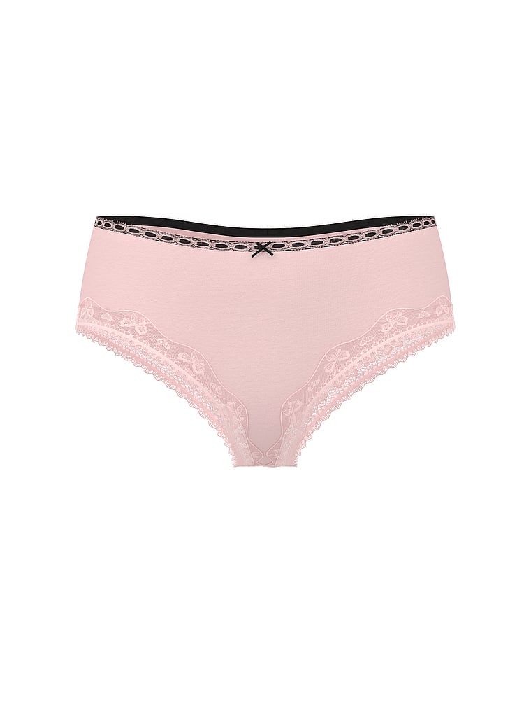 Cotton Pointelle Lace-Trim Cheeky Panty
