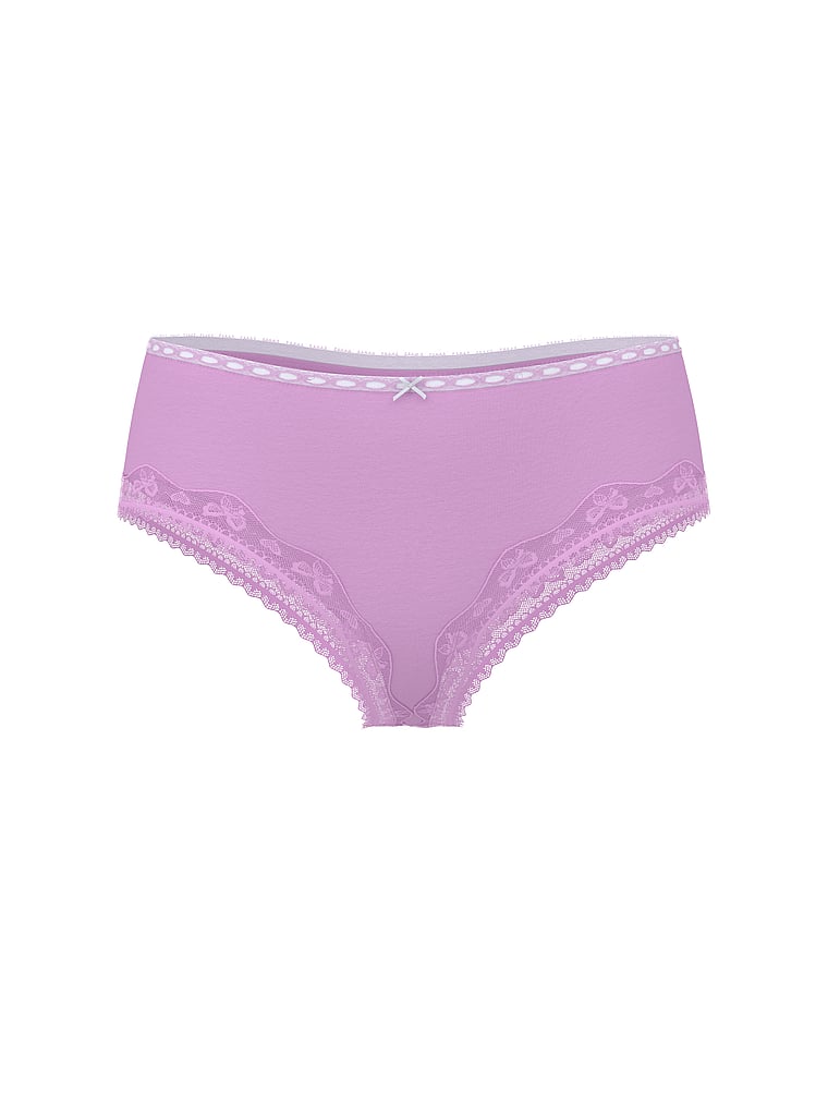 Cotton Pointelle Lace-Trim Cheeky Panty