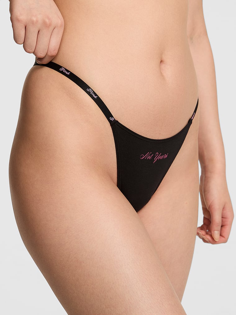 Logo Mesh High-Leg Thong Panty