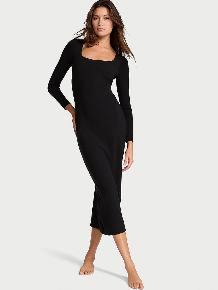 Shapewear by Victoria Smoothing Rib Long-Sleeve Maxi Dress