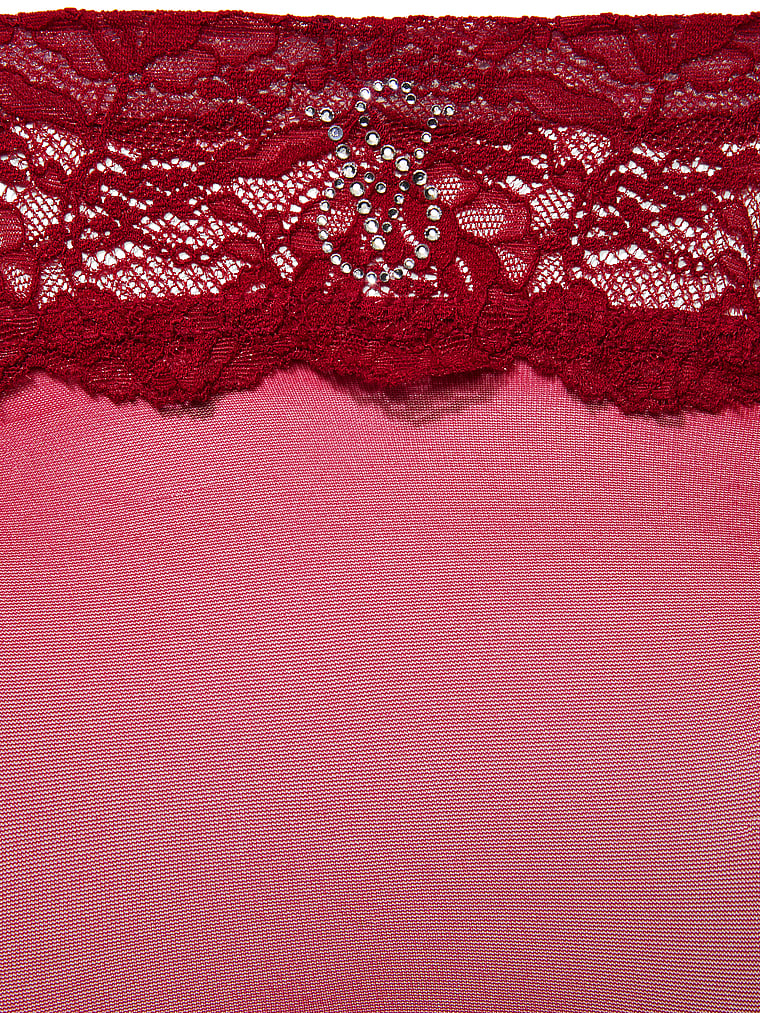 Victoria's Secret, Very Sexy Lace Top Thigh Highs, Red Lacquer, detail, 4 of 4