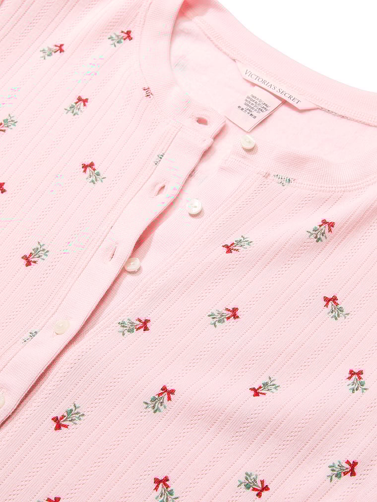 Cozy Pointelle Henley Long Pajama Set