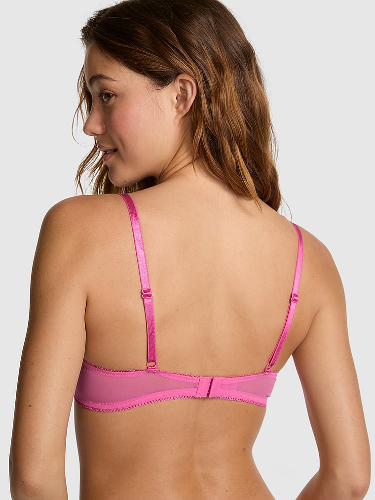 PINK Wink PINK Wink™ Lightly Lined Plunge Bra, Pink Balloon, onModelBack, 2 of 6 Ruby is 5'6" and wears 32A or Small