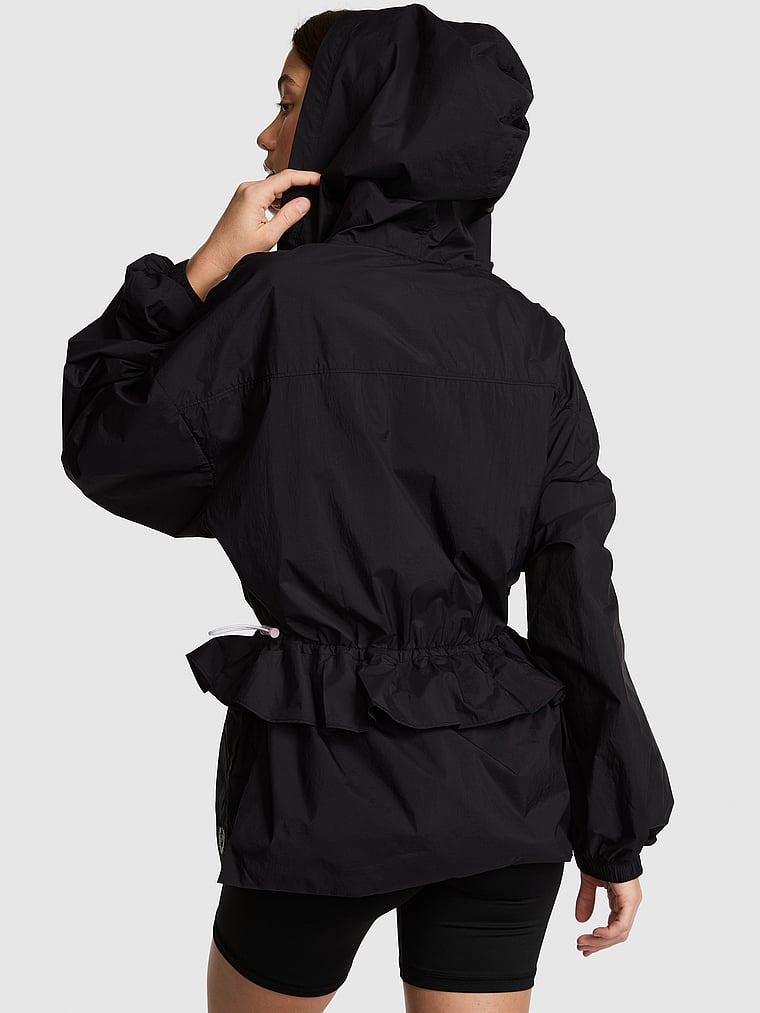 Lightweight Woven Ruffle Hooded Jacket
