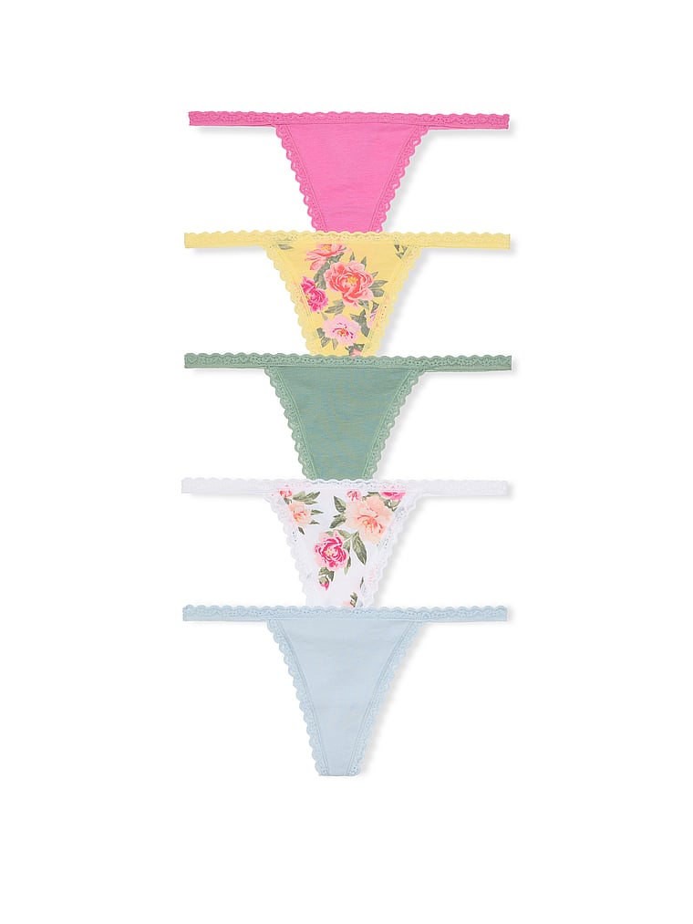 5-Pack Lace-Waist V-String Panties