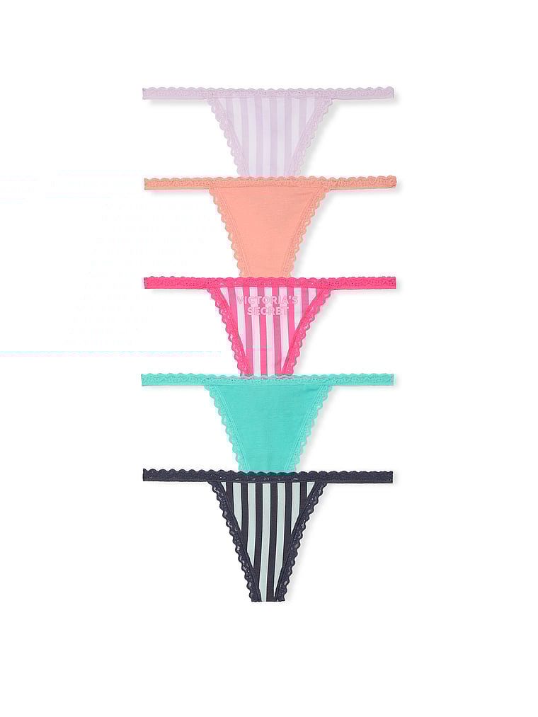 5-Pack Lace-Waist V-String Panties