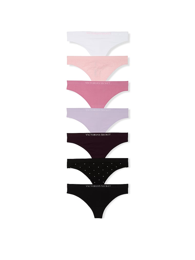 Victoria's Secret, Victoria's Secret 5-Pack Seamless Thong Panties, Assorted, offModelFront, 2 of 2