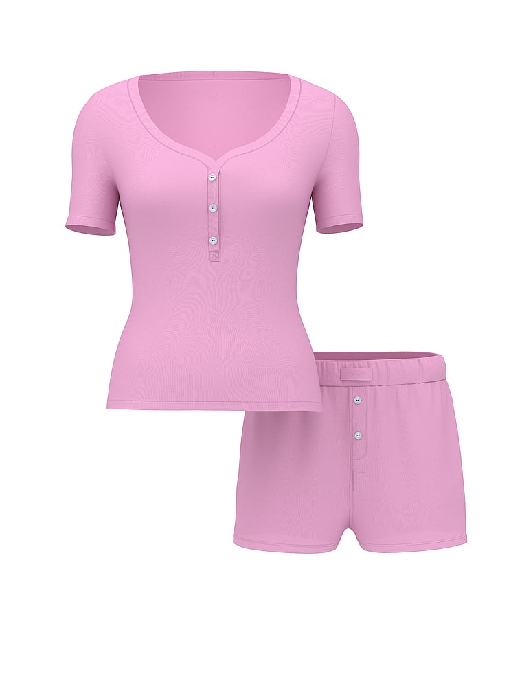 SoSoft Modal™ Ribbed Henley Tee & Boxer Shorts Set