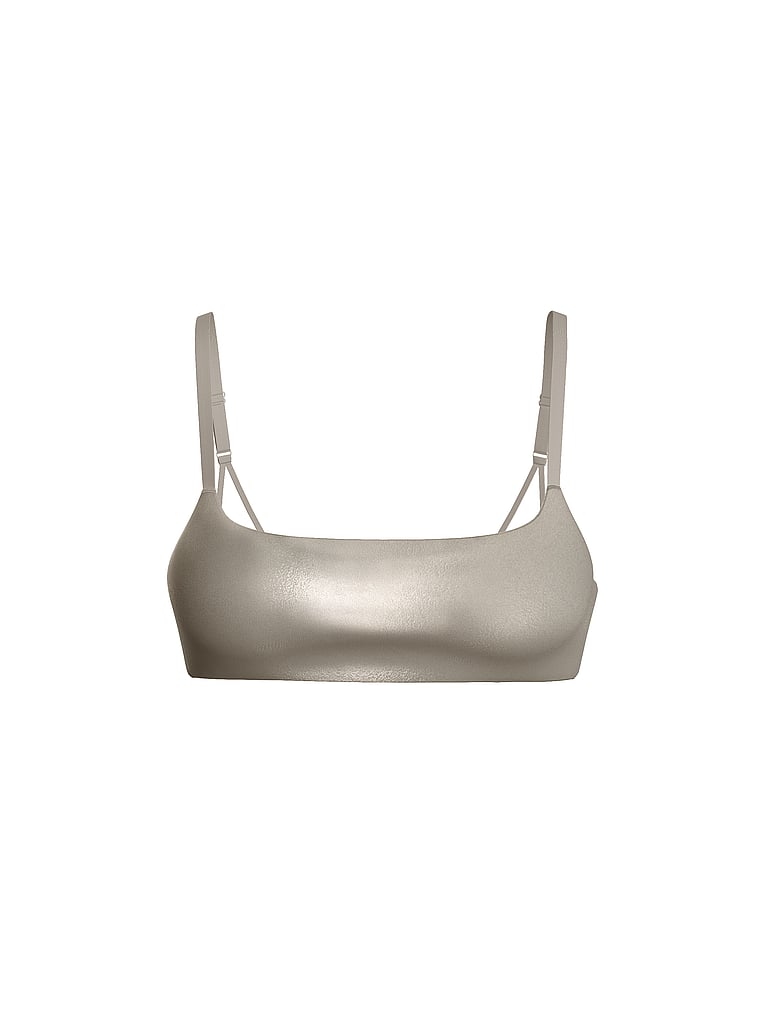 PINK Relay Square-Neck Sports Bra, Panama Beige Foil, offModelFront, 3 of 3