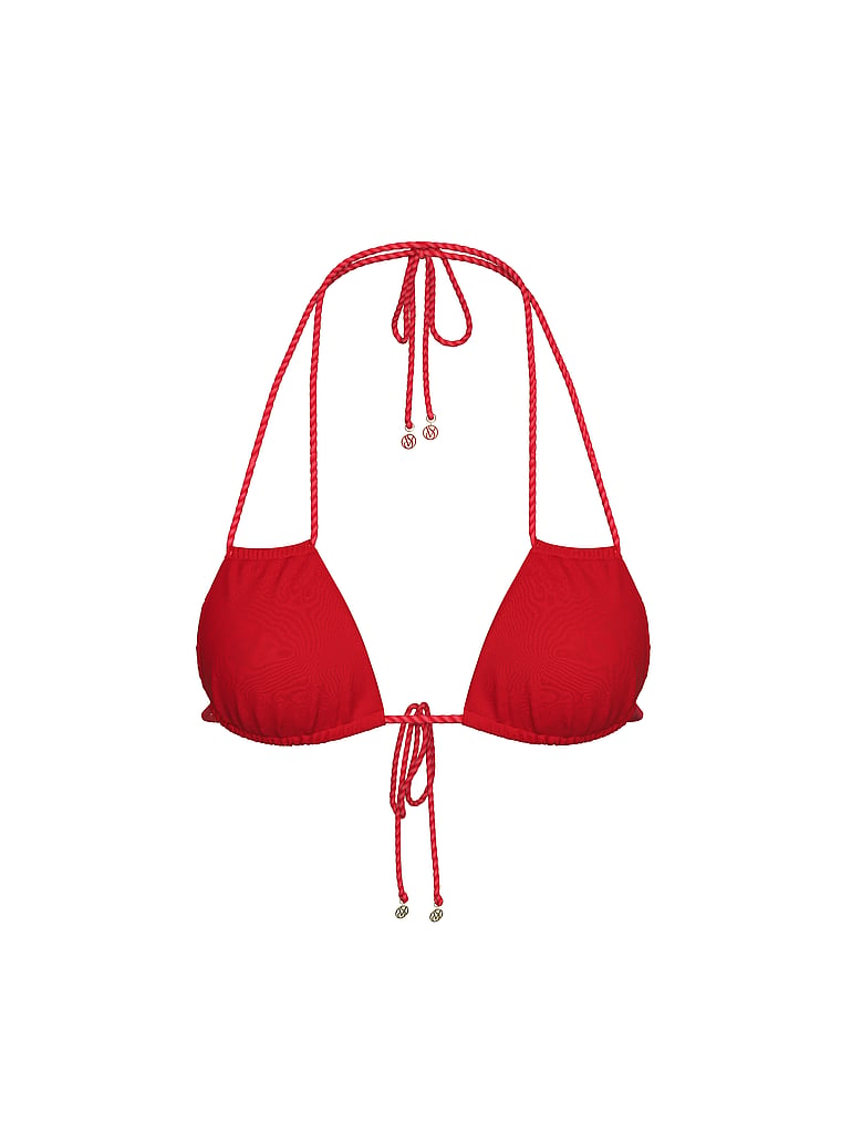 Victoria's Secret, Victoria's Secret Swim Twist Rope Convertible Triangle Bikini Top, Lipstick, offModelFront, 1 of 3