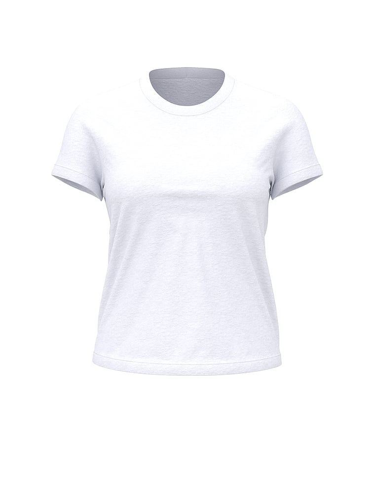 Victoria's Secret, Victoria's Secret Mix & Match Sleep Perfect Cotton Tee, White/Ivory, offModelFront, 4 of 5