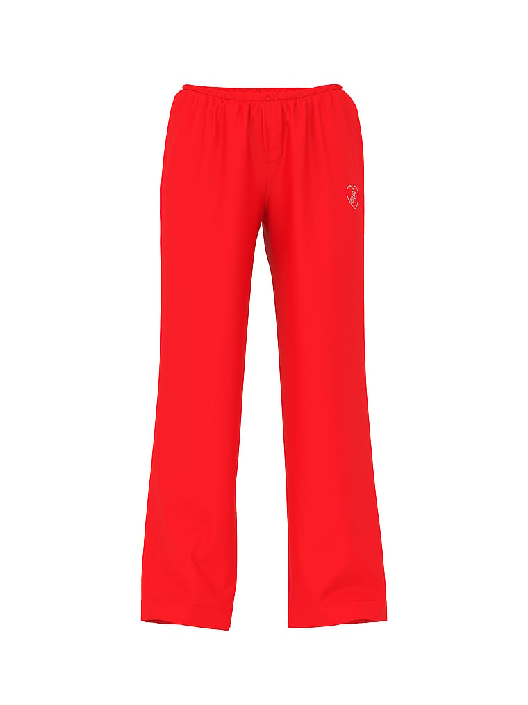 PINK Sweet Dreams Pajama Pants, Bright Vermilion Diamante "P" Graphic Hit, offModelFront, 4 of 4