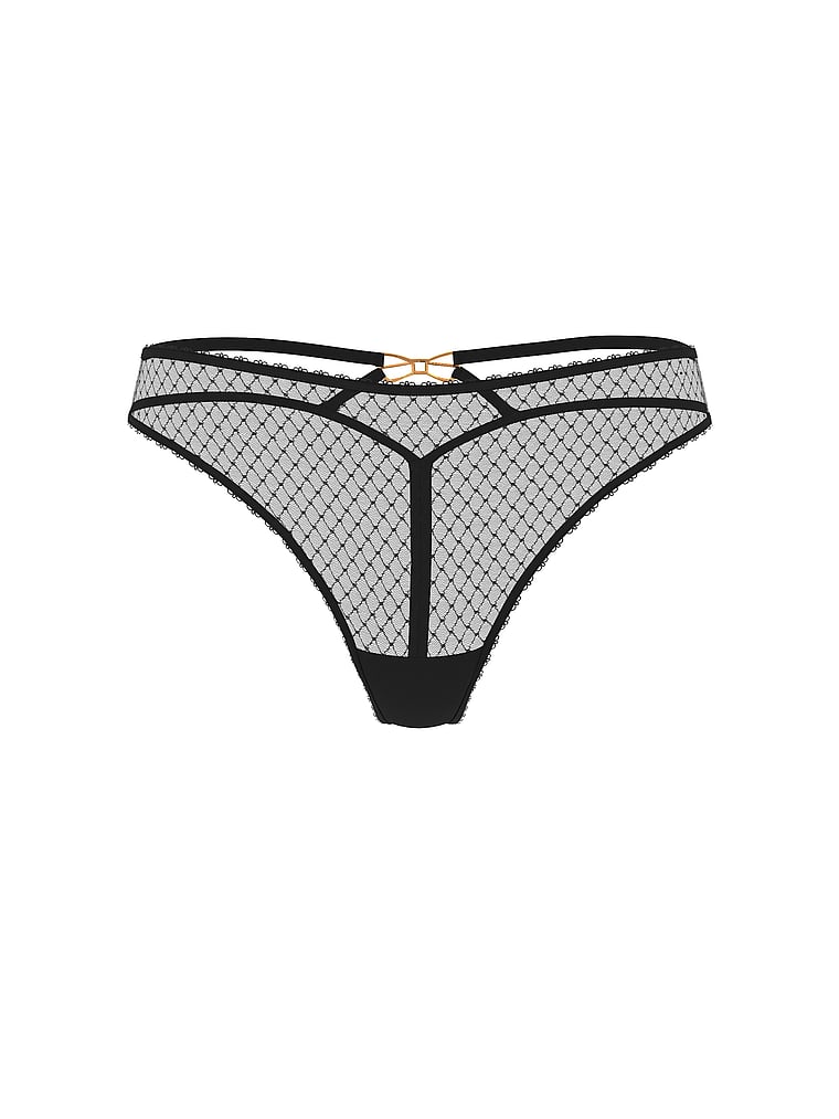 Tease Bow Embroidery Adjustable String Thong Panty
