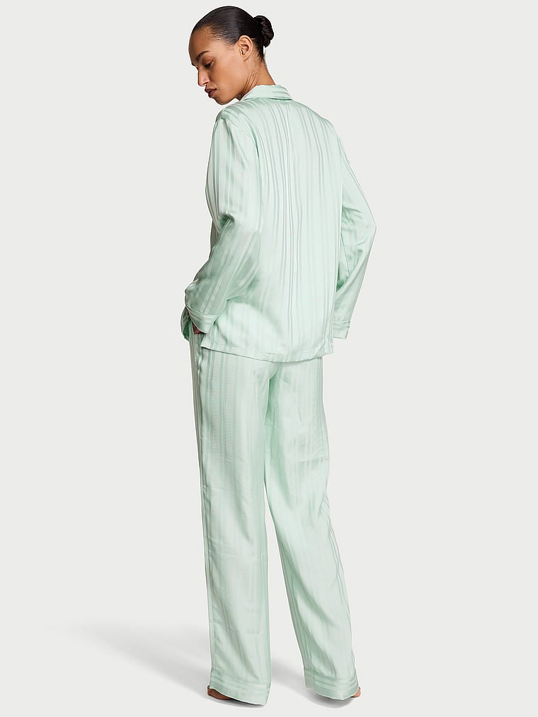 Victoria's Secret, Victoria's Secret Signature Satin Long Pajama Set, onModelBack, 2 of 4