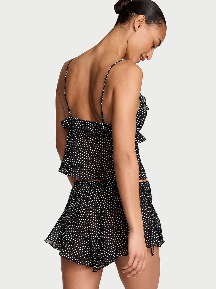 Chiffon Polka Dot Flutter Cami Set