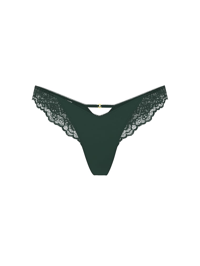 Victoria's Secret, Very Sexy Icon by Victoria's Secret Icon Lace Adjustable Thong Panty, Cilantro, offModelFront, 4 of 4