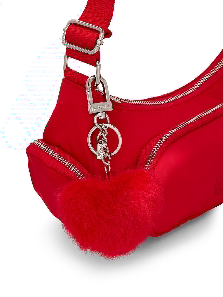 Quilted Puffer Heart Keychain Charm