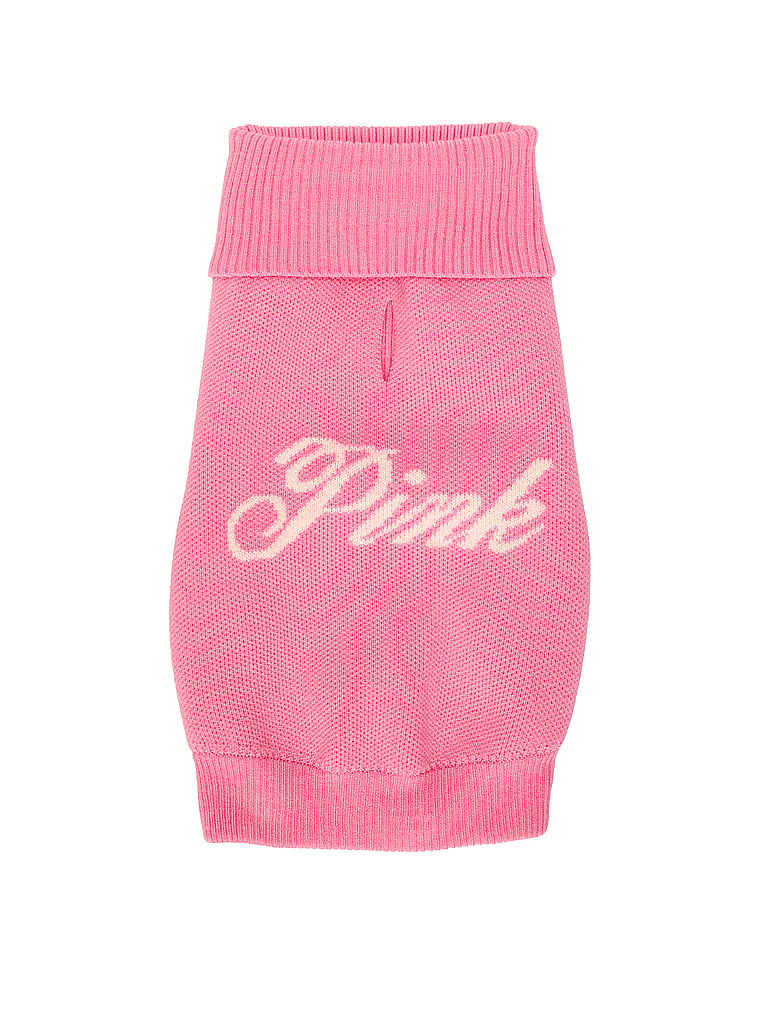 PINK PINK Pup Pet Sweater, Pink Lollipop Pink Script, onModelFront, 1 of 2